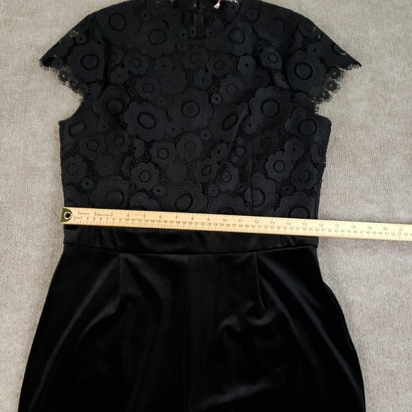 Jude Connally Gianna Jumpsuit Womens Large Black Wide Leg Velvet Lace Doily $328 - Picture 7 of 16